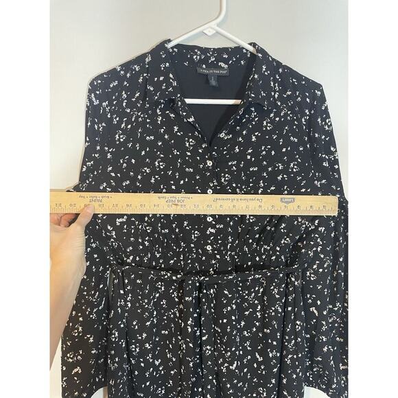 A Pea In The Pod Medium Maternity Floral Maxi Dress Black Button Front Belted - Picture 5 of 8